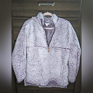 Small Sherpa fleece pullover quarter zip in purple white like new
